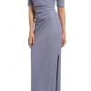 Adrianna Papell - AP1E203509 Ruched V-neck Column Dress With Slit Formal Gowns