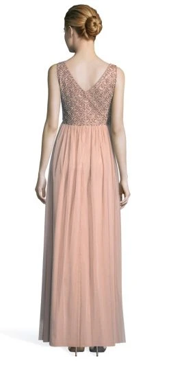 Formal Gowns Adrianna Papell - AP1E203719 Beaded V-neck Long A-line Dress