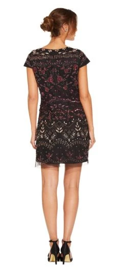 Adrianna Papell - AP1E203885 Bedazzled Bateau Mesh Sheath Dress