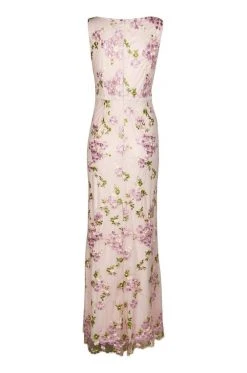 Adrianna Papell - AP1E204015 Floral Embroidered Bateau Sheath Dress