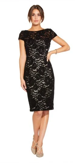 Adrianna Papell - AP1E204098 Floral Lace Cap Sleeve Sheath Dress Cocktail Dresses