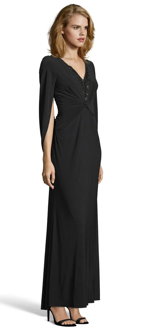 Adrianna Papell - AP1E204664 Knotted V-Neck Capelet Dress Formal Gowns 4 Adrianna Papell - AP1E204664 Knotted V-Neck Capelet Dress Formal Gowns