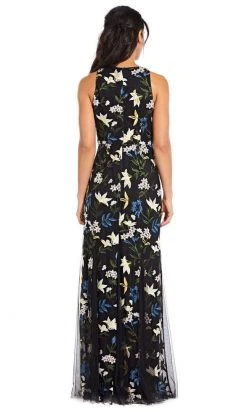 Adrianna Papell - AP1E204822 Embroidered Floral Long Sheath Dress