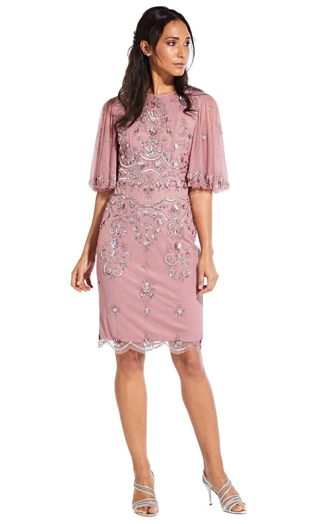 Adrianna Papell - AP1E205102 Flutter Sleeve Bedazzled Body Con Dress Cocktail Dresses 5 Adrianna Papell - AP1E205102 Flutter Sleeve Bedazzled Body Con Dress Cocktail Dresses