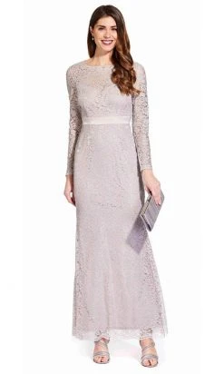Adrianna Papell - AP1E205128 Lace Long Sleeve Fitted Dress Formal Gowns