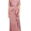 Formal Gowns Adrianna Papell - AP1E205141 Embroidered Bateau Satin Sheath Dress