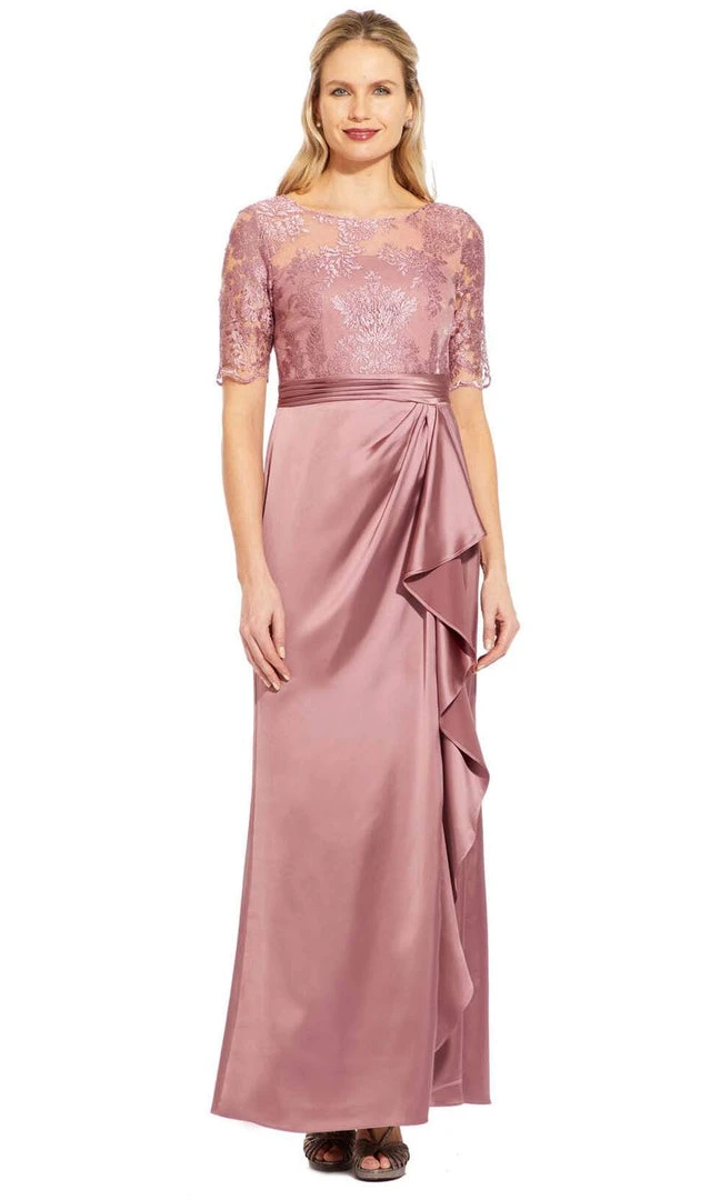 Formal Gowns Adrianna Papell - AP1E205141 Embroidered Bateau Satin Sheath Dress 5 Formal Gowns Adrianna Papell - AP1E205141 Embroidered Bateau Satin Sheath Dress