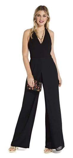 Plus Size Dresses Adrianna Papell - AP1E205170 Sleeveless Halter V-neck Jumpsuit