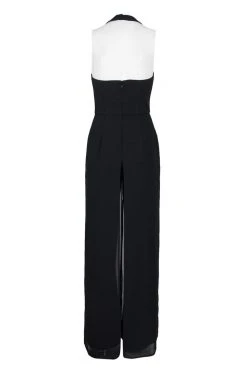 Plus Size Dresses Adrianna Papell - AP1E205170 Sleeveless Halter V-neck Jumpsuit