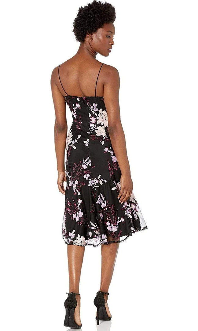 Adrianna Papell - AP1E205209 Tea Length Floral Sequined Trumpet Dress Cocktail Dresses 4 Adrianna Papell - AP1E205209 Tea Length Floral Sequined Trumpet Dress Cocktail Dresses