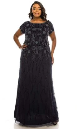 Adrianna Papell - AP1E205375W Bugle Beaded Full Length Dress