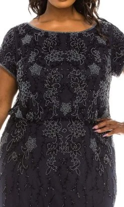 Adrianna Papell - AP1E205375W Bugle Beaded Full Length Dress