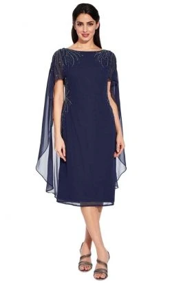 Cocktail Dresses Adrianna Papell - AP1E205401 Beaded Bateau Neck Illusion Chiffon Dress