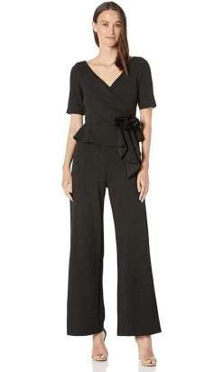Adrianna Papell - AP1E205587 Short Sleeve V Neck Jumpsuit Plus Size Dresses