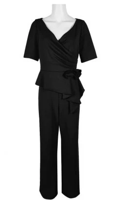 Adrianna Papell - AP1E205587 Short Sleeve V Neck Jumpsuit Plus Size Dresses