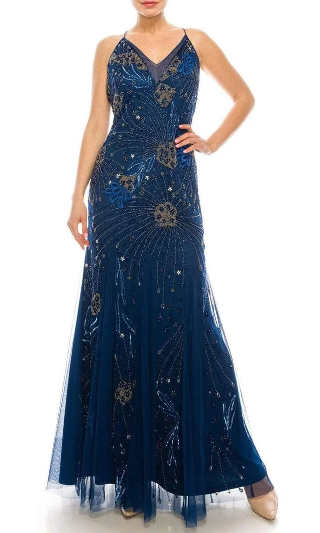 Formal Gowns Adrianna Papell - AP1E205597 V Neck Beaded Long Dress 3 Formal Gowns Adrianna Papell - AP1E205597 V Neck Beaded Long Dress