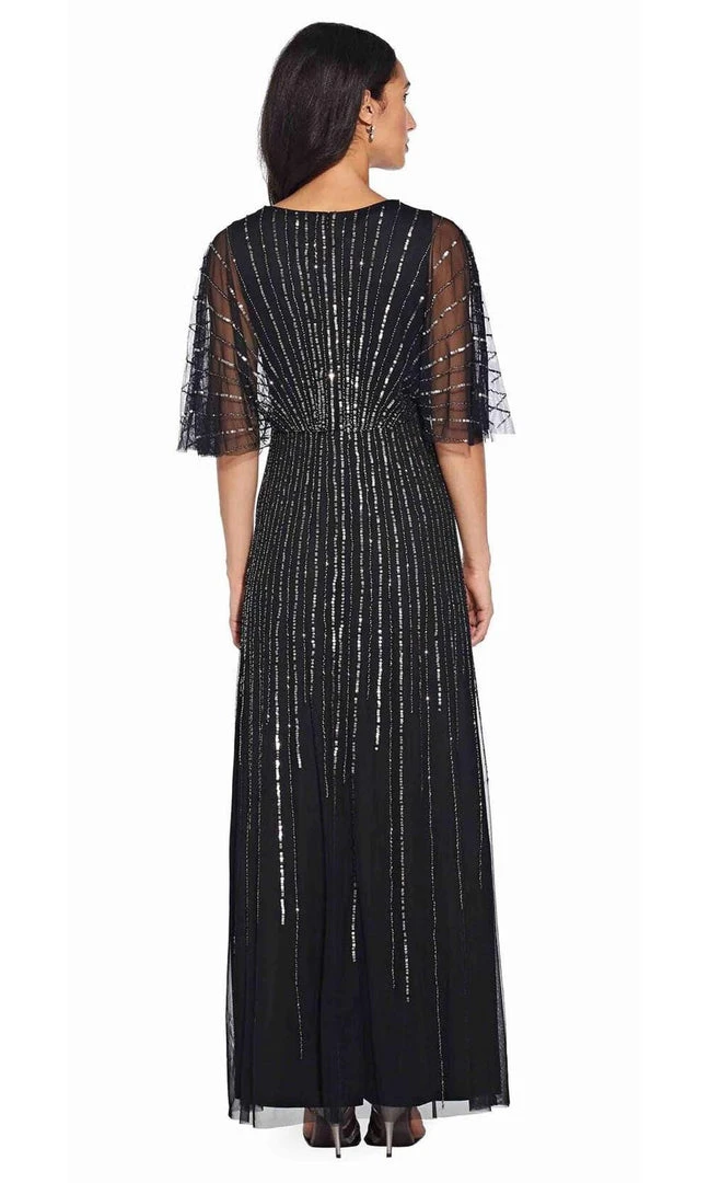 Adrianna Papell - AP1E205631 Long Sequined Mesh A-Line Dress 4 Adrianna Papell - AP1E205631 Long Sequined Mesh A-Line Dress