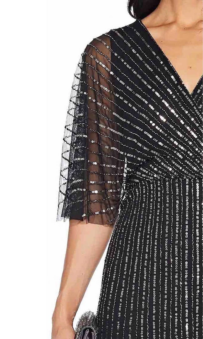 Adrianna Papell - AP1E205631 Long Sequined Mesh A-Line Dress 6 Adrianna Papell - AP1E205631 Long Sequined Mesh A-Line Dress