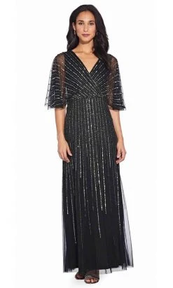 Adrianna Papell - AP1E205631 Long Sequined Mesh A-Line Dress