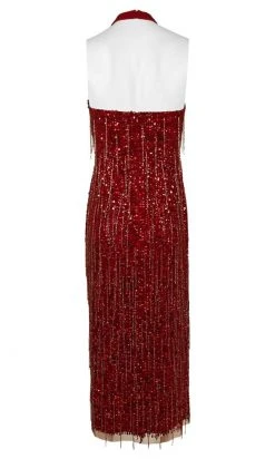 Adrianna Papell - AP1E206152 Sequined High Halter Sheath Dress Plus Size Dresses