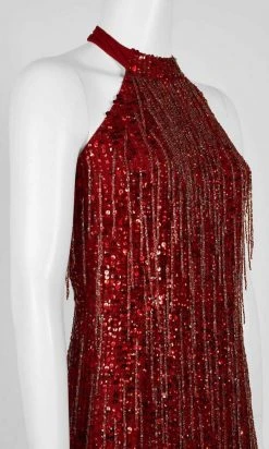 Adrianna Papell - AP1E206152 Sequined High Halter Sheath Dress Plus Size Dresses