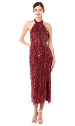 Adrianna Papell - AP1E206152 Sequined High Halter Sheath Dress Plus Size Dresses