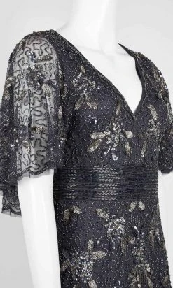 Adrianna Papell - AP1E206208 Long Beaded Cape Sleeve Sheath Dress Formal Gowns 9 Adrianna Papell - AP1E206208 Long Beaded Cape Sleeve Sheath Dress Formal Gowns