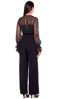 Adrianna Papell - AP1E206419 Illusion Long Sleeve Embellished Jumpsuit