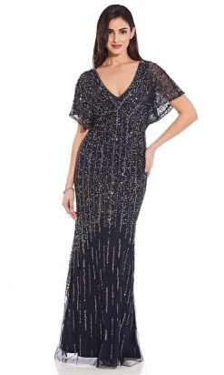 Adrianna Papell - AP1E206494 Embellished V Neck Sheath Dress Formal Gowns 12 Adrianna Papell - AP1E206494 Embellished V Neck Sheath Dress Formal Gowns