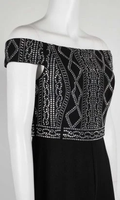 Adrianna Papell - AP1E206601 Embellished Off Shoulder Jumpsuit Plus Size Dresses
