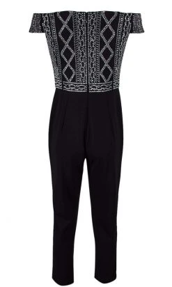 Adrianna Papell - AP1E206601 Embellished Off Shoulder Jumpsuit Plus Size Dresses