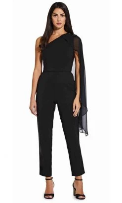Plus Size Dresses Adrianna Papell - AP1E206604 Flutter Sleeve One Shoulder Jumpsuit 11 Plus Size Dresses Adrianna Papell - AP1E206604 Flutter Sleeve One Shoulder Jumpsuit
