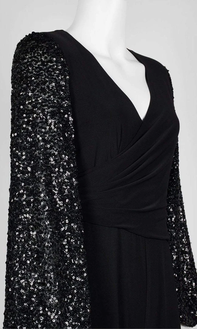 Adrianna Papell - AP1E206642 Sequined Bishop Sleeve Jumpsuit Plus Size Dresses 6 Adrianna Papell - AP1E206642 Sequined Bishop Sleeve Jumpsuit Plus Size Dresses