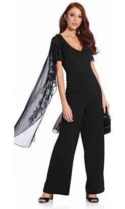 Adrianna Papell - AP1E206658 Embellished V Neck Jumpsuit Plus Size Dresses