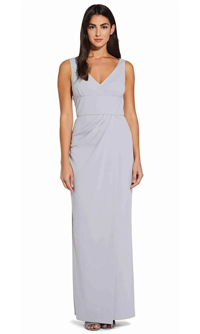 Adrianna Papell - AP1E206762 Sleeveless V-Neck Column Long Crepe Dress 3 Adrianna Papell - AP1E206762 Sleeveless V-Neck Column Long Crepe Dress