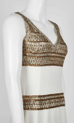 Adrianna Papell - AP1E206786 Embellished V-Neck Sheath Dress