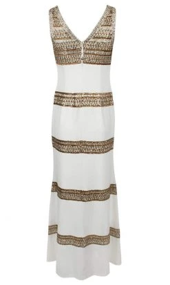 Adrianna Papell - AP1E206786 Embellished V-Neck Sheath Dress