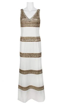 Adrianna Papell - AP1E206786 Embellished V-Neck Sheath Dress