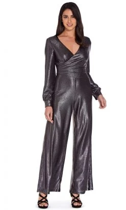 Plus Size Dresses Adrianna Papell - AP1E206841 V-Neck Metallic Jersey Jumpsuit 9 Plus Size Dresses Adrianna Papell - AP1E206841 V-Neck Metallic Jersey Jumpsuit