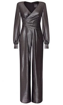 Plus Size Dresses Adrianna Papell - AP1E206841 V-Neck Metallic Jersey Jumpsuit 11 Plus Size Dresses Adrianna Papell - AP1E206841 V-Neck Metallic Jersey Jumpsuit