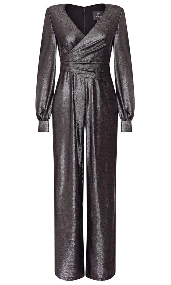 Plus Size Dresses Adrianna Papell - AP1E206841 V-Neck Metallic Jersey Jumpsuit 7 Plus Size Dresses Adrianna Papell - AP1E206841 V-Neck Metallic Jersey Jumpsuit