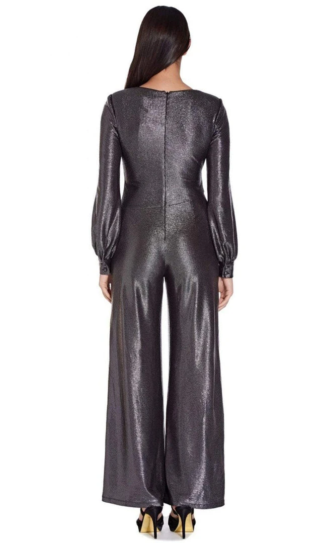 Plus Size Dresses Adrianna Papell - AP1E206841 V-Neck Metallic Jersey Jumpsuit 4 Plus Size Dresses Adrianna Papell - AP1E206841 V-Neck Metallic Jersey Jumpsuit