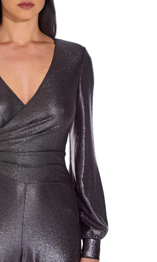 Plus Size Dresses Adrianna Papell - AP1E206841 V-Neck Metallic Jersey Jumpsuit 6 Plus Size Dresses Adrianna Papell - AP1E206841 V-Neck Metallic Jersey Jumpsuit