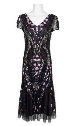 Plus Size Dresses Adrianna Papell - AP1E206950 Sequined Neck Sheath Dress