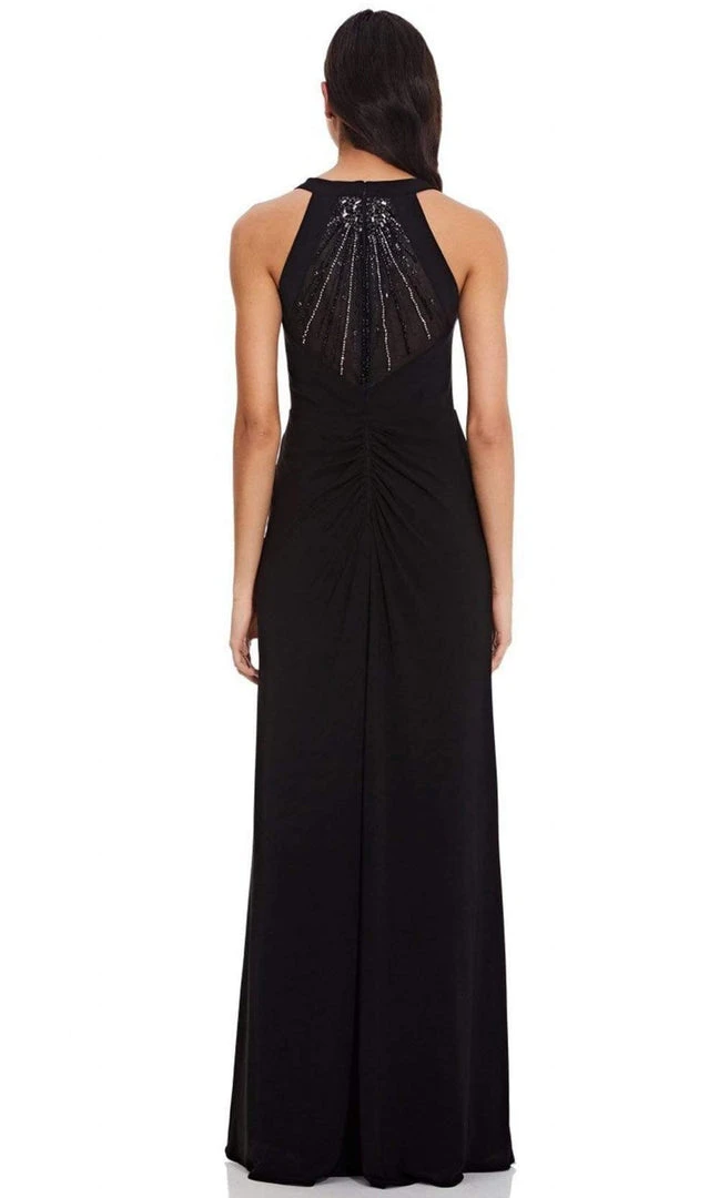 Adrianna Papell - AP1E207505 Plunging Halter High Slit Jersey Dress Formal Gowns 4 Adrianna Papell - AP1E207505 Plunging Halter High Slit Jersey Dress Formal Gowns