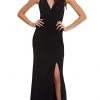 Adrianna Papell - AP1E207505 Plunging Halter High Slit Jersey Dress Formal Gowns 1 Adrianna Papell - AP1E207505 Plunging Halter High Slit Jersey Dress Formal Gowns