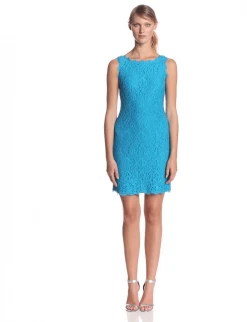 Adrianna Papell - Bateau Neck Lace Sheath Dress 41871750