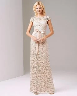 Adrianna Papell - Bateau Neckline Lace Evening Dress 81883990 Formal Gowns