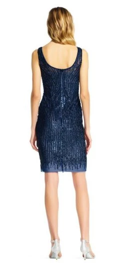 Adrianna Papell - Bateau Neckline Sequined Short Dress AP1E200653 Cocktail Dresses