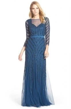 Adrianna Papell - Beaded Illusion Dress 91909700 Formal Gowns